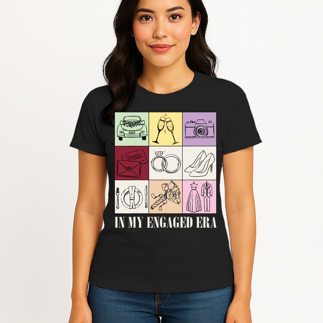 In My Engaged Era Retro Bride Wedding Engagement Womens T-Shirt