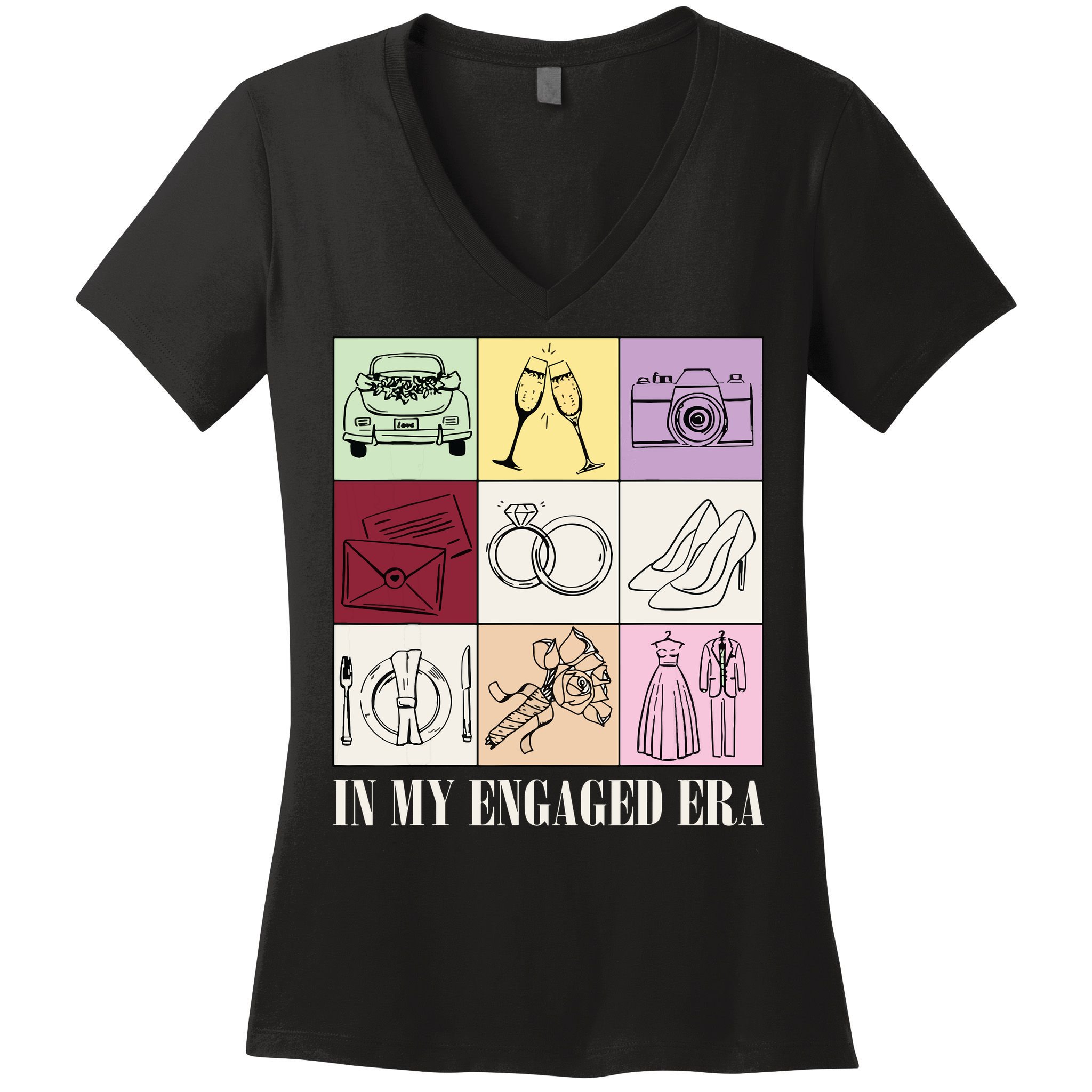 In My Engaged Era Retro Bride Wedding Engagement Women's V-Neck T-Shirt