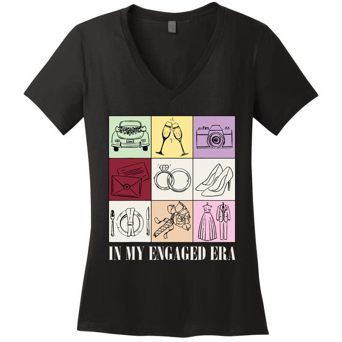 In My Engaged Era Retro Bride Wedding Engagement Women's V-Neck T-Shirt