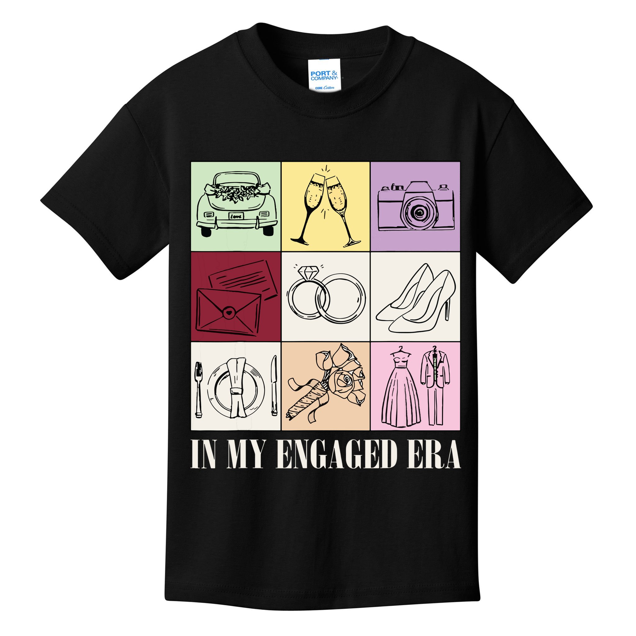 In My Engaged Era Retro Bride Wedding Engagement Kids T-Shirt