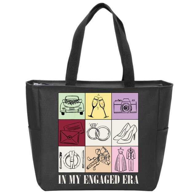 In My Engaged Era Retro Bride Wedding Engagement Zip Tote Bag