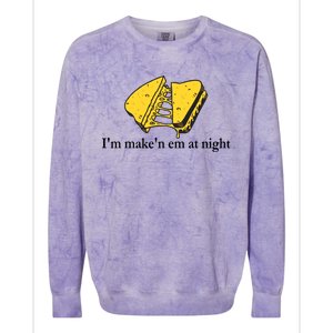 IM MakeN Em At Night Cheese Sandwich Design Colorblast Crewneck Sweatshirt