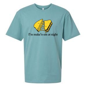 IM MakeN Em At Night Cheese Sandwich Design Sueded Cloud Jersey T-Shirt