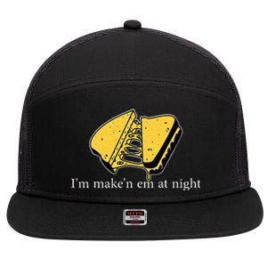 IM MakeN Em At Night Cheese Sandwich Funny Meme 7 Panel Mesh Trucker Snapback Hat