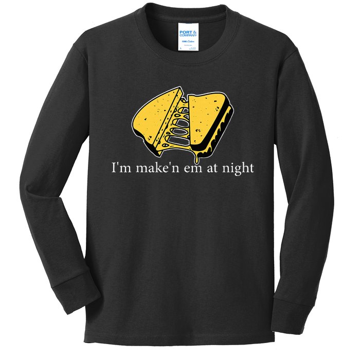 IM MakeN Em At Night Cheese Sandwich Funny Meme Kids Long Sleeve Shirt