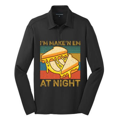 IM Makin Em At Night Grilled Cheese Cute Grilled Cheese Silk Touch Performance Long Sleeve Polo