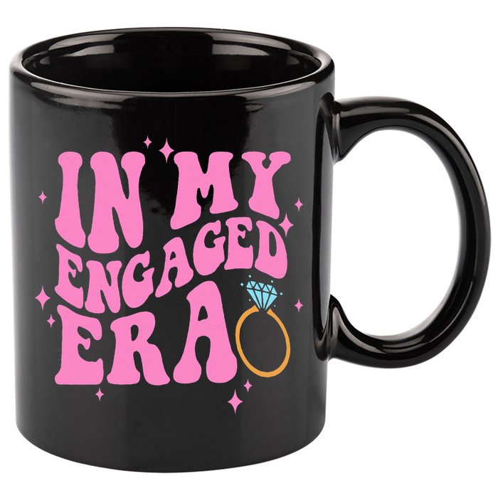 In My Engaged Era Groovy Bride Bachelorette Party Bridesmaid  11oz C Handle Ceramic Mug