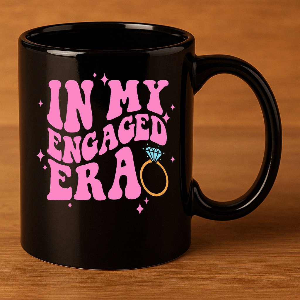 In My Engaged Era Groovy Bride Bachelorette Party Bridesmaid  11oz C Handle Ceramic Mug