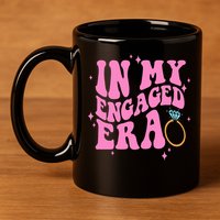In My Engaged Era Groovy Bride Bachelorette Party Bridesmaid  11oz C Handle Ceramic Mug