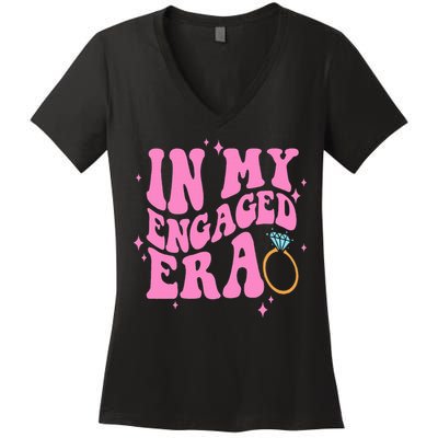 In My Engaged Era Groovy Bride Bachelorette Party Bridesmaid  Women's V-Neck T-Shirt