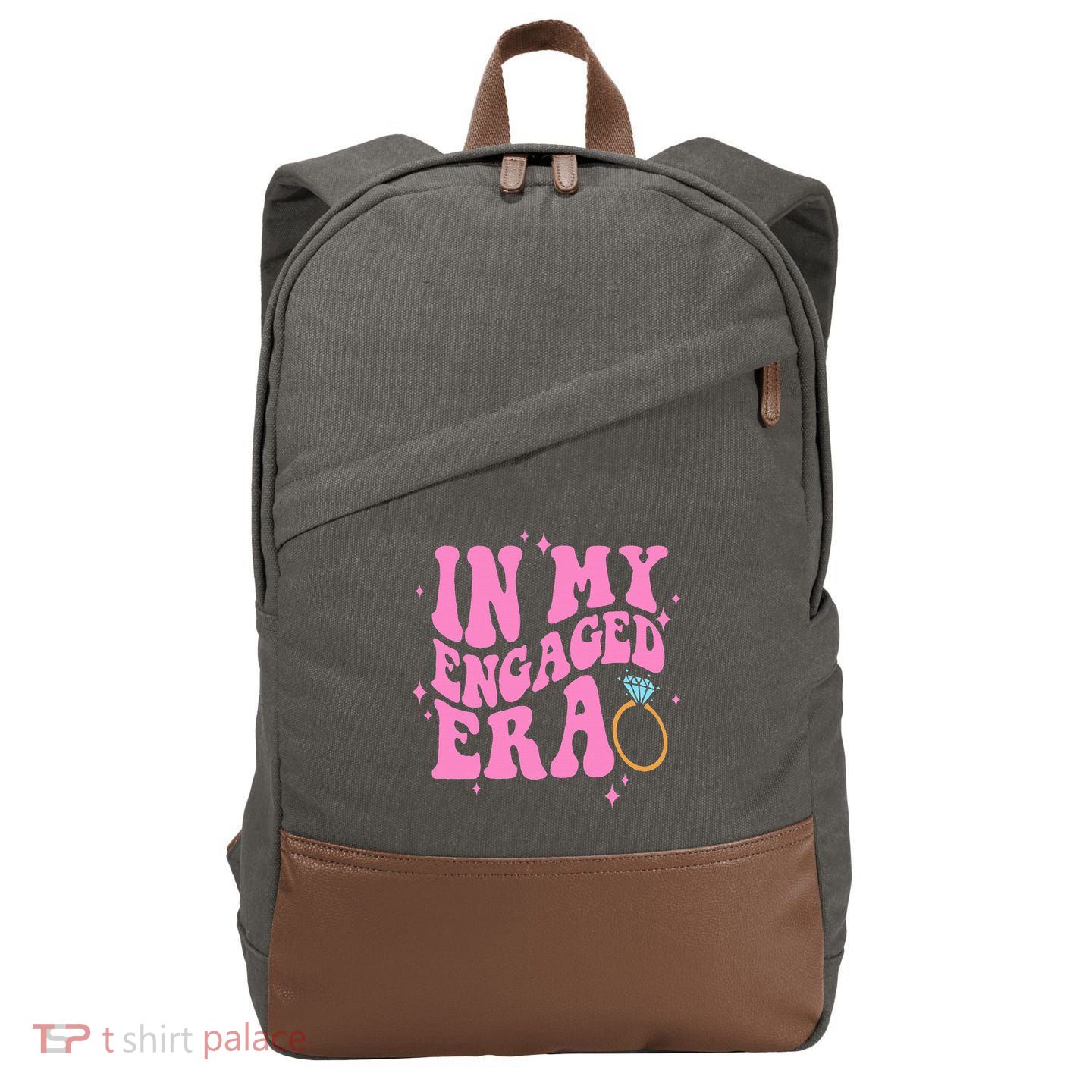 In My Engaged Era Groovy Bride Bachelorette Party Bridesmaid  Cotton Canvas Backpack