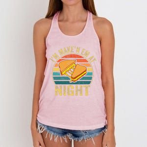 Im Making Em At Night Meme Grilled Cheese Sandwich Fast Food Women's Knotted Racerback Tank