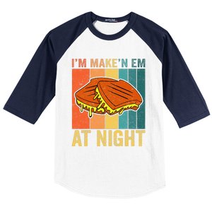 Im Making Em At Night Meme Grilled Cheese Sandwich Fast Food Baseball Sleeve Shirt