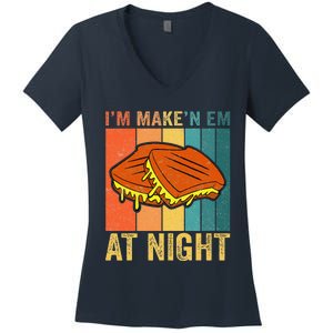 Im Making Em At Night Meme Grilled Cheese Sandwich Fast Food Women's V-Neck T-Shirt