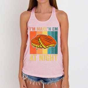 Im Making Em At Night Meme Grilled Cheese Sandwich Fast Food Women's Knotted Racerback Tank