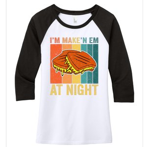 Im Making Em At Night Meme Grilled Cheese Sandwich Fast Food Women's Tri-Blend 3/4-Sleeve Raglan Shirt