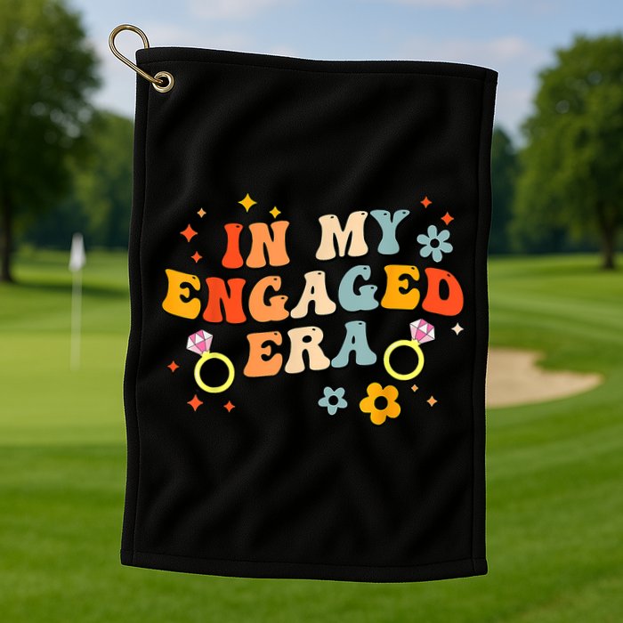 In My Engaged Era Groovy Bride Bachelorette Party Golf Towel
