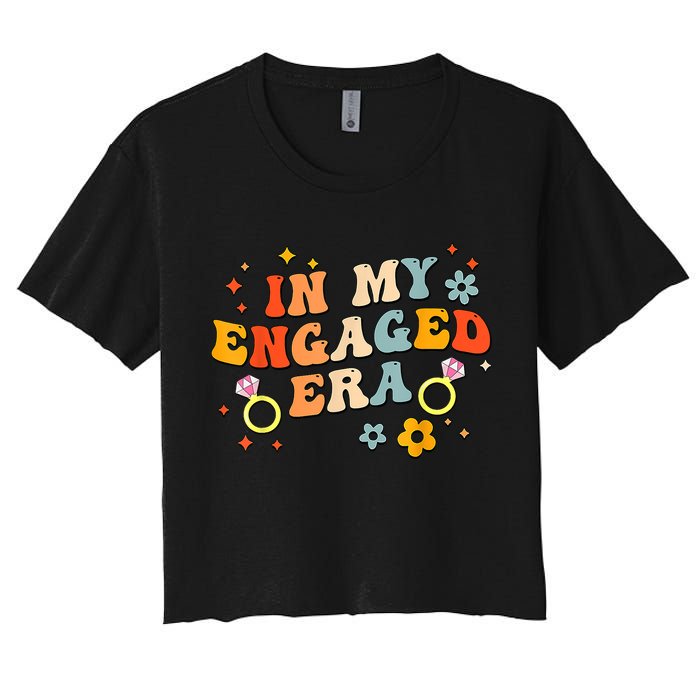 In My Engaged Era Groovy Bride Bachelorette Party Women's Crop Top Tee