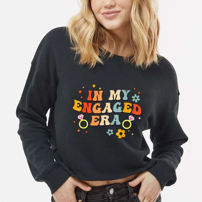 In My Engaged Era Groovy Bride Bachelorette Party Cropped Pullover Crew