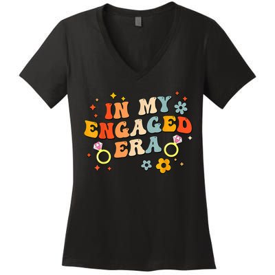 In My Engaged Era Groovy Bride Bachelorette Party Women's V-Neck T-Shirt
