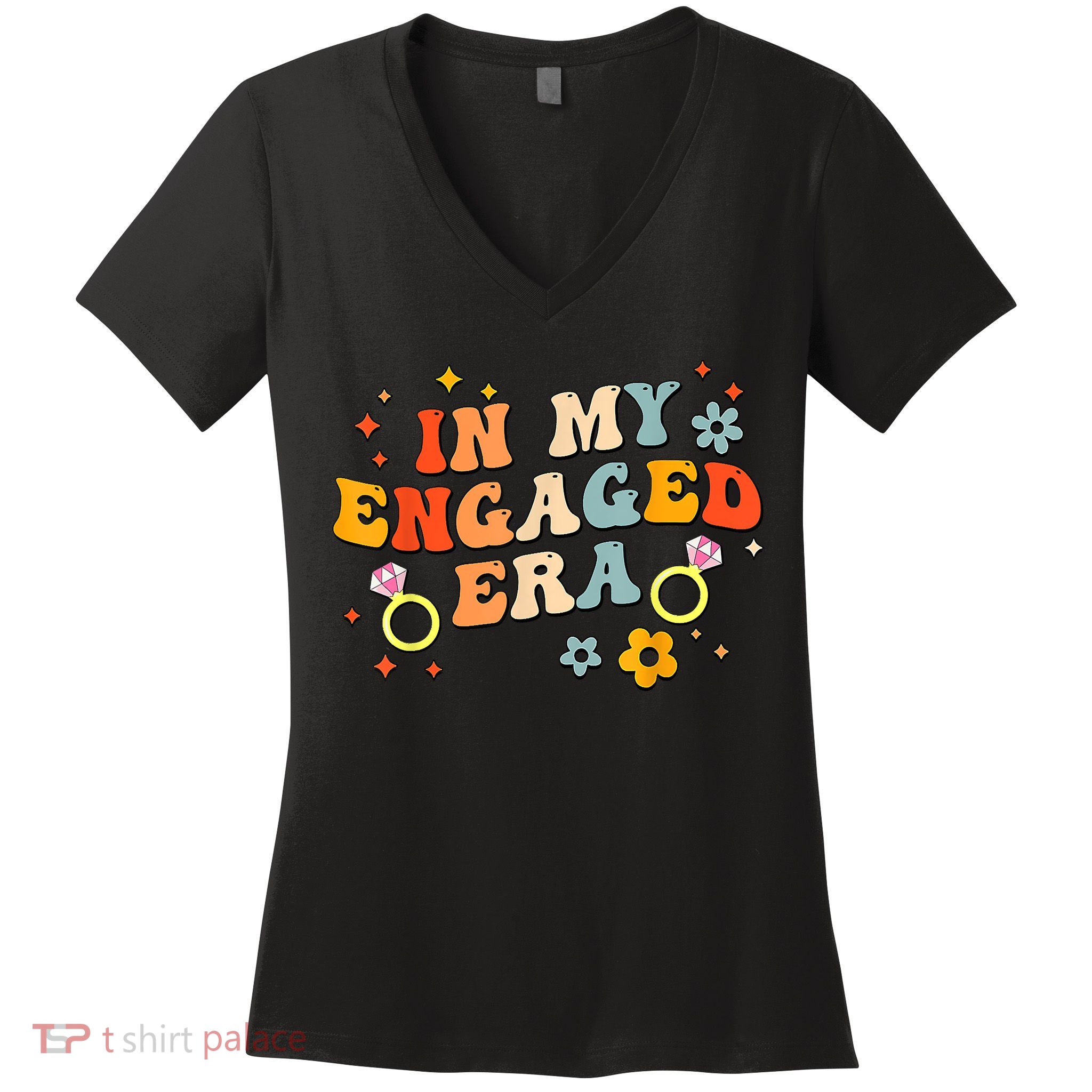 In My Engaged Era Groovy Bride Bachelorette Party Women's V-Neck T-Shirt
