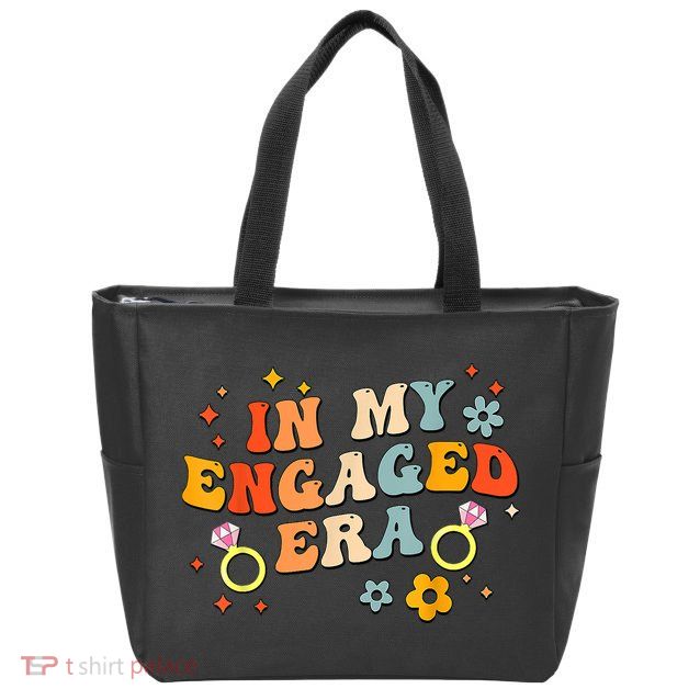 In My Engaged Era Groovy Bride Bachelorette Party Zip Tote Bag