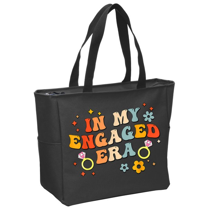 In My Engaged Era Groovy Bride Bachelorette Party Zip Tote Bag