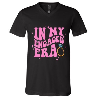 In My Engaged Era Groovy Bride Bachelorette Party V-Neck T-Shirt