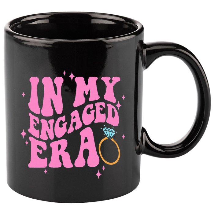 In My Engaged Era Groovy Bride Bachelorette Party 11oz C Handle Ceramic Mug