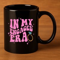 In My Engaged Era Groovy Bride Bachelorette Party 11oz C Handle Ceramic Mug