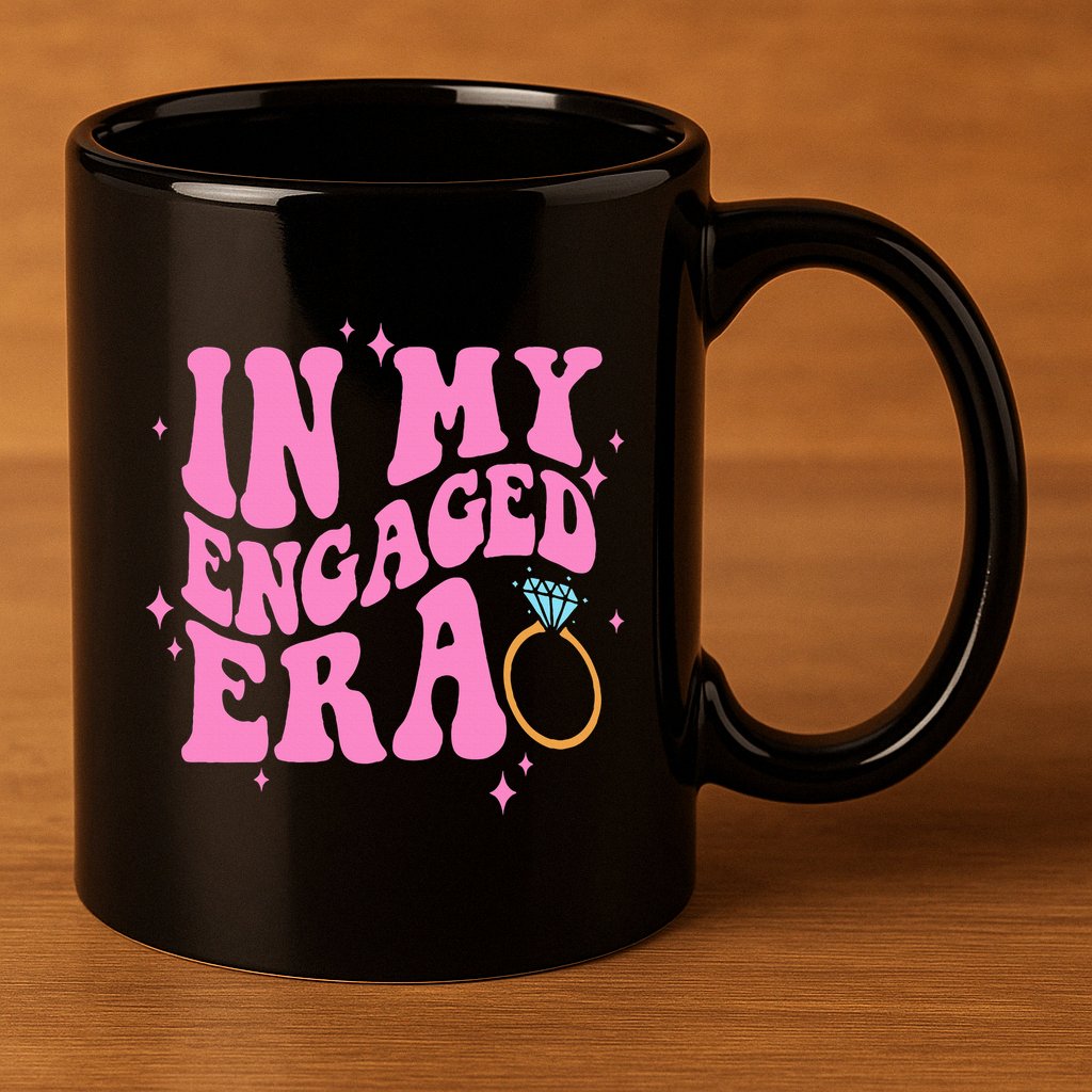 In My Engaged Era Groovy Bride Bachelorette Party 11oz C Handle Ceramic Mug