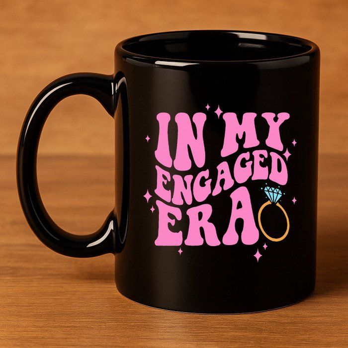 In My Engaged Era Groovy Bride Bachelorette Party 11oz C Handle Ceramic Mug