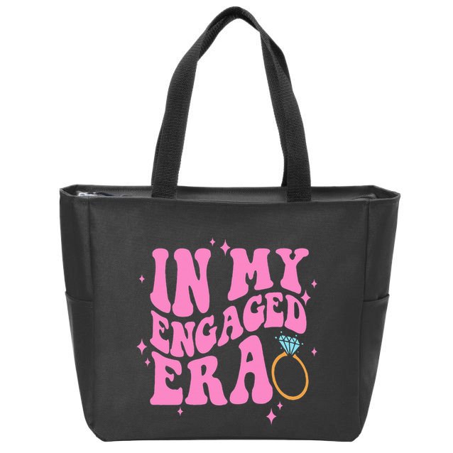 In My Engaged Era Groovy Bride Bachelorette Party Zip Tote Bag