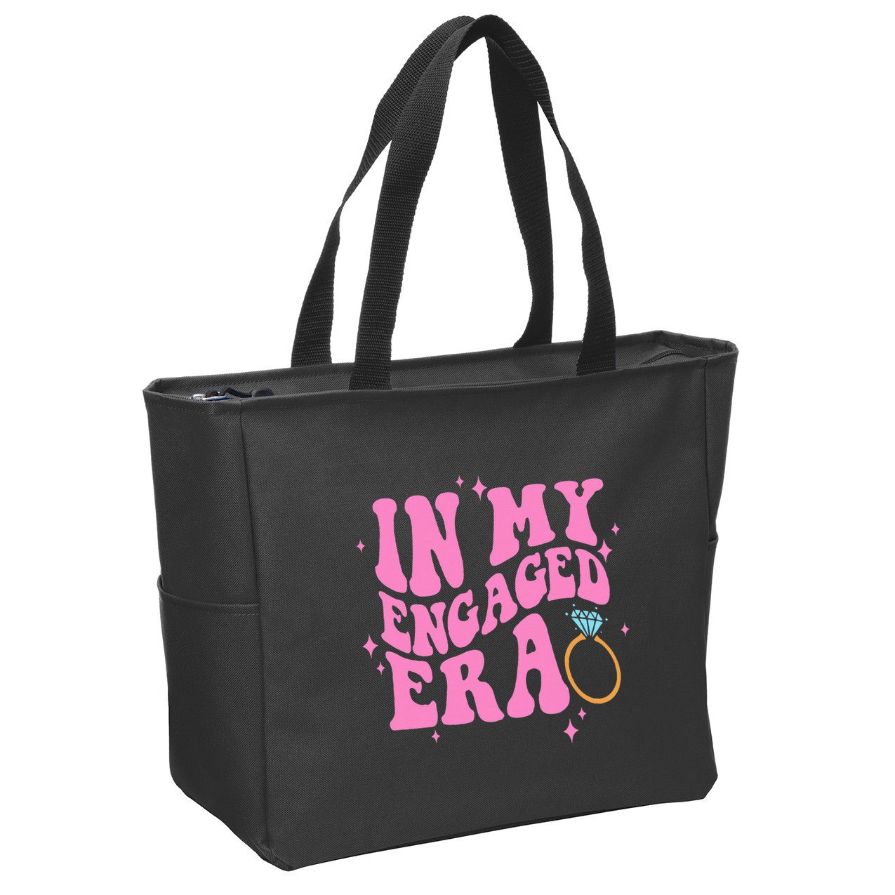 In My Engaged Era Groovy Bride Bachelorette Party Zip Tote Bag