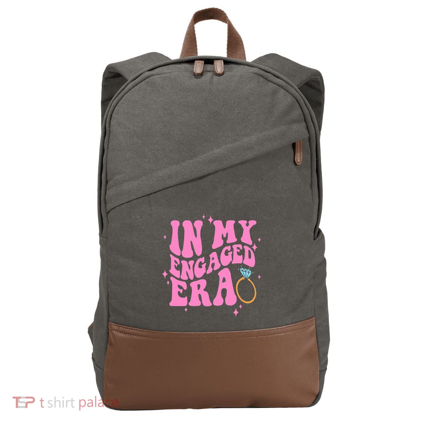 In My Engaged Era Groovy Bride Bachelorette Party Cotton Canvas Backpack