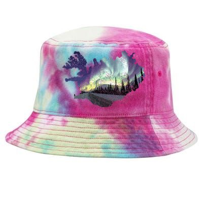 Iceland Map Fire Ice Northern Light Icelandic Souvenir Tie-Dyed Bucket Hat