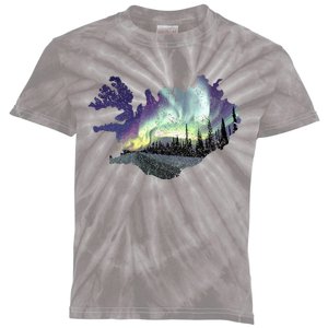 Iceland Map Fire Ice Northern Light Icelandic Souvenir Kids Tie-Dye T-Shirt