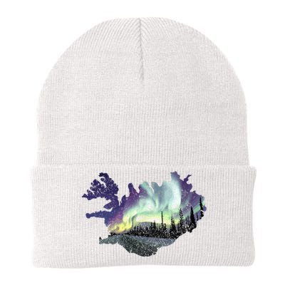 Iceland Map Fire Ice Northern Light Icelandic Souvenir Knit Cap Winter Beanie