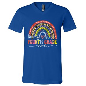 In My Fourth Grade Era Back To School First Day Rainbow V-Neck T-Shirt