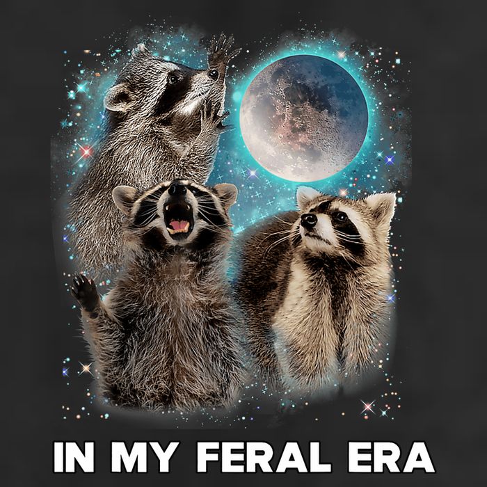 In My Feral Era Raccoon 7 Panel Mesh Trucker Snapback Hat