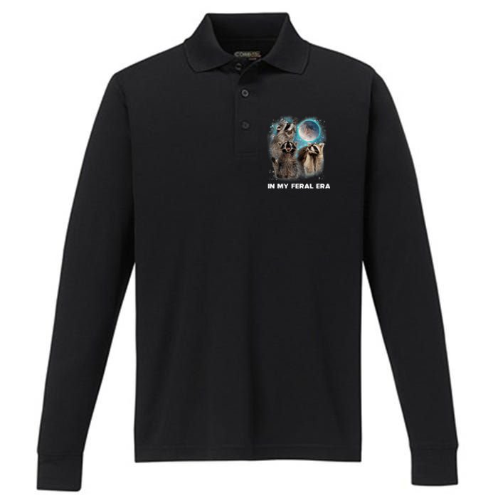 In My Feral Era Raccoon Performance Long Sleeve Polo