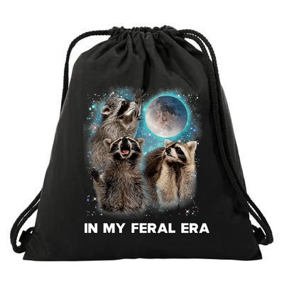 In My Feral Era Raccoon Drawstring Bag