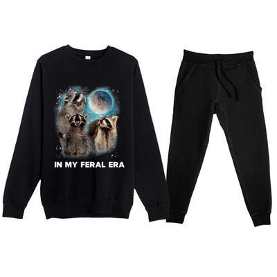 In My Feral Era Raccoon Premium Crewneck Sweatsuit Set