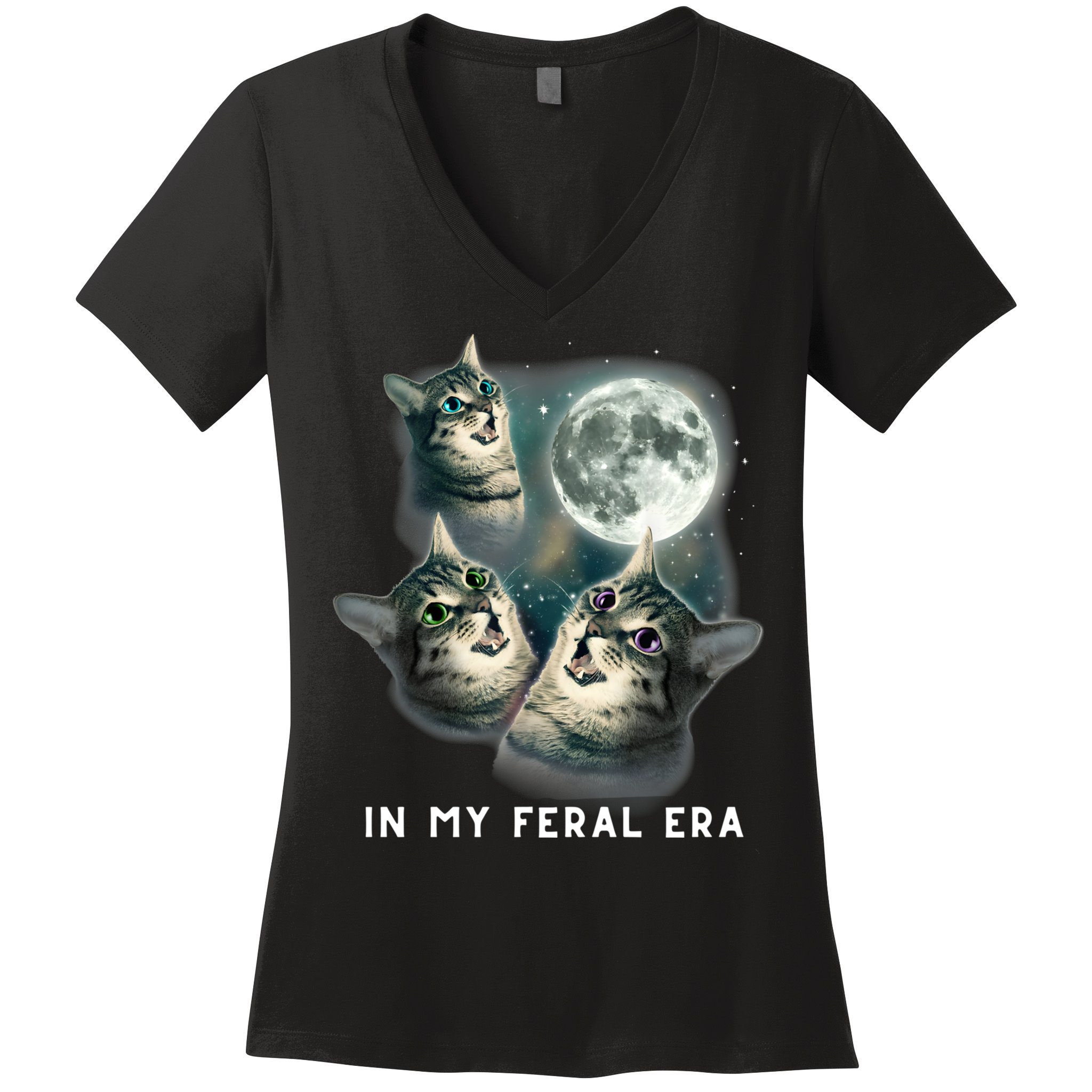In My Feral Era Cat Women's V-Neck T-Shirt