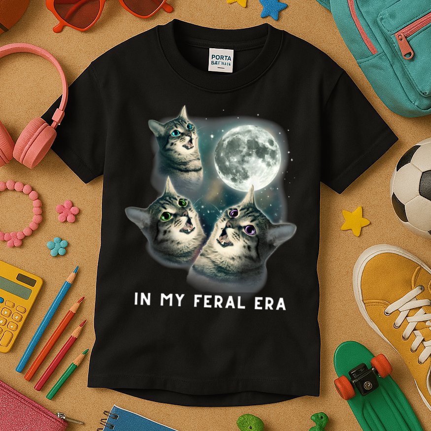 In My Feral Era Cat Kids T-Shirt