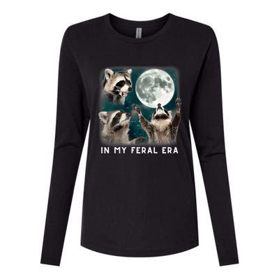 In My Feral Era Raccoon Womens Cotton Relaxed Long Sleeve T-Shirt