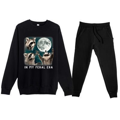 In My Feral Era Raccoon Premium Crewneck Sweatsuit Set