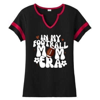 In My Football Mom Era Hearts Ladies Halftime Notch Neck Tee