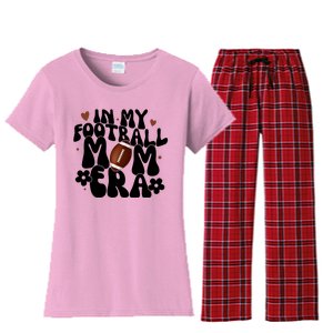 In My Football Mom Era Hearts Women's Flannel Pajama Set