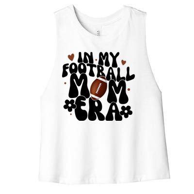 In My Football Mom Era Hearts Women's Racerback Cropped Tank